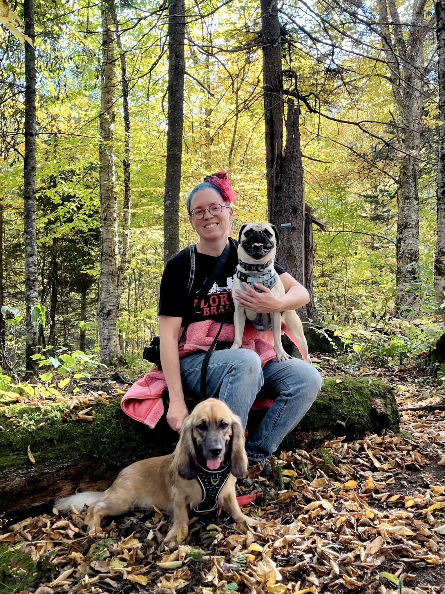 Une famille et son animal dans leur foyer